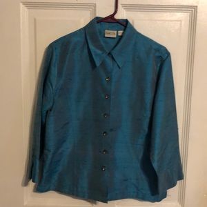Chico’s size 1, 3/4 length 100% silk jacket